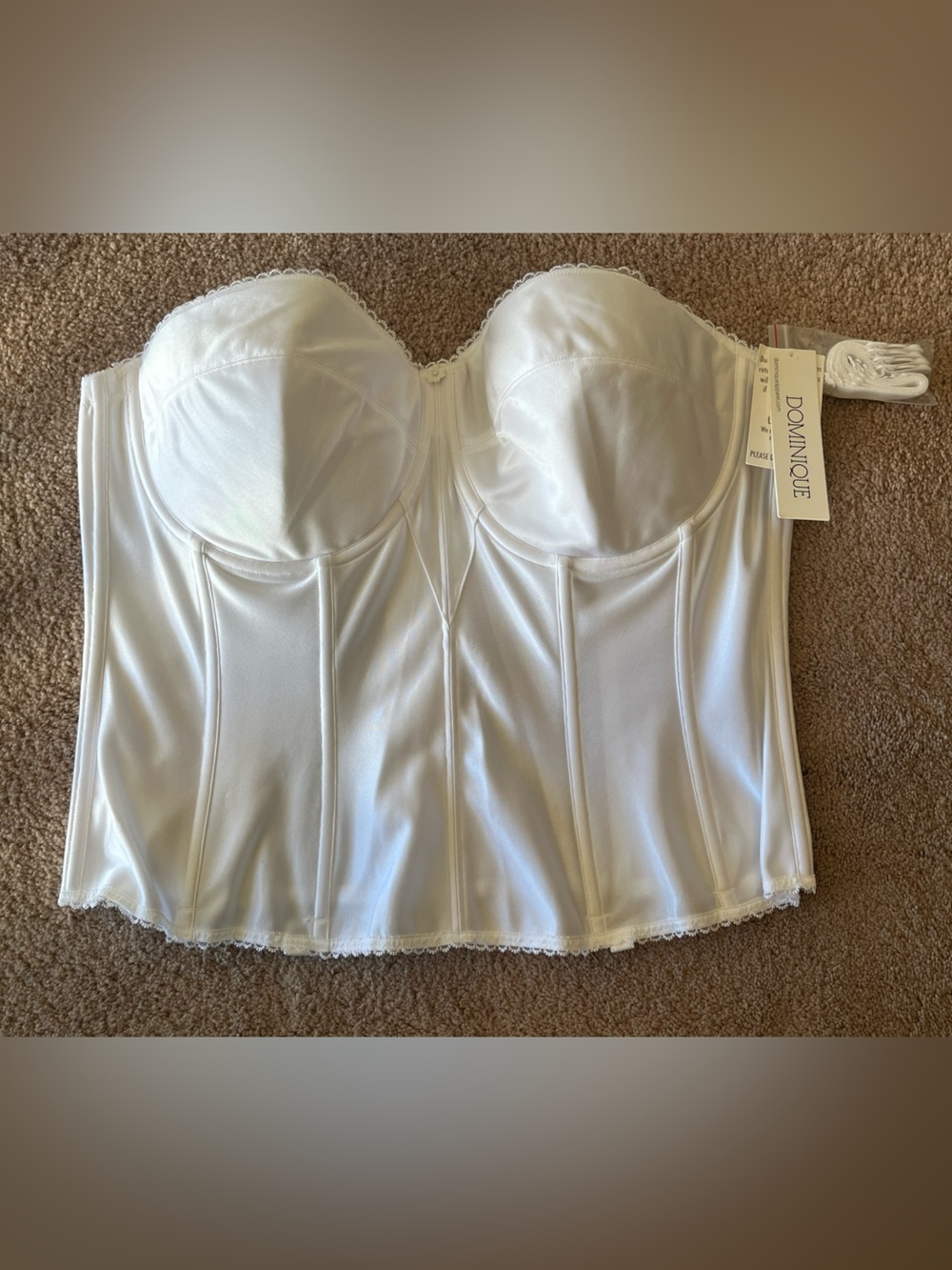 NWT Dominique White Satin Torsolette size 46D